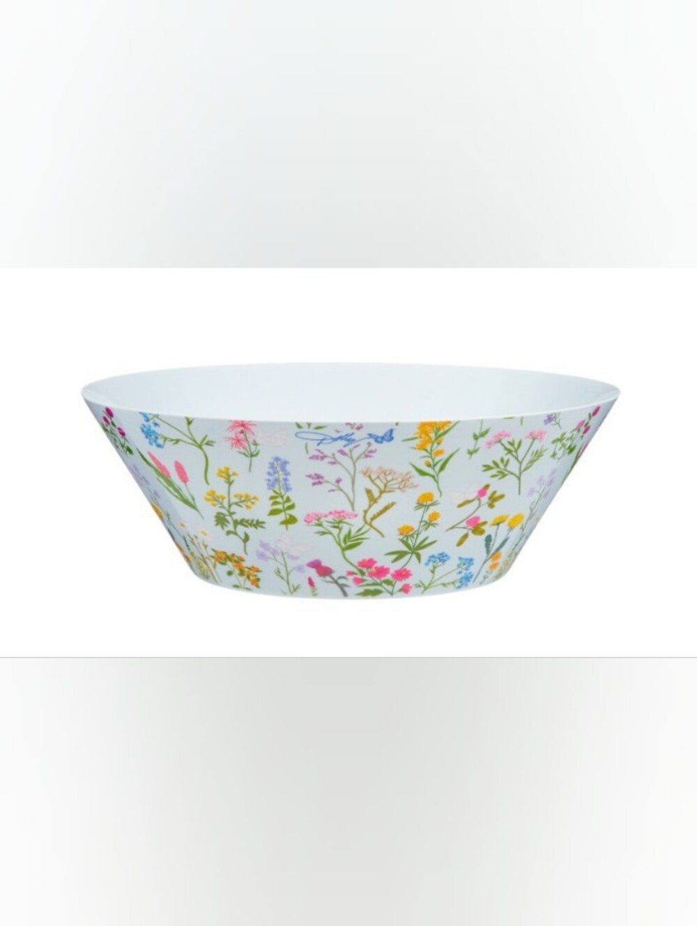 Floral Pattern Serving Bowl - White with Multicolor Flowers
